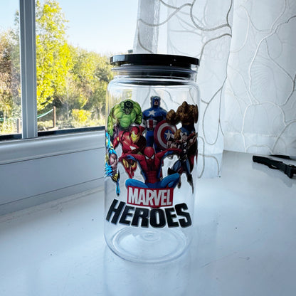 Superhero Squad Acrylic Tumbler – Comic Style Drinkware Acrylic tumbler 16oz with plastic straw & acrylic lid
