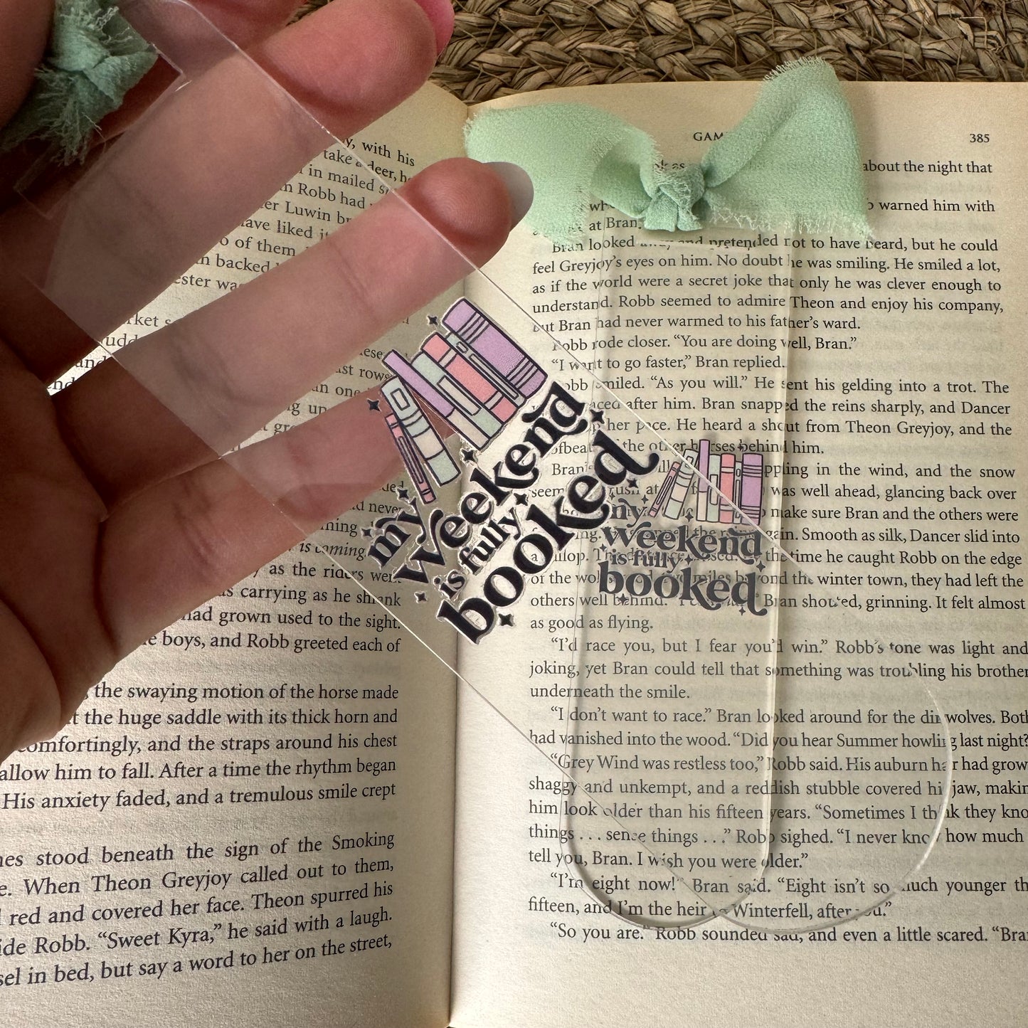 My weekend is booked Acrylic Bookmarks for Book Lovers, Teachers Bookmark, Book Nerd Bookmark