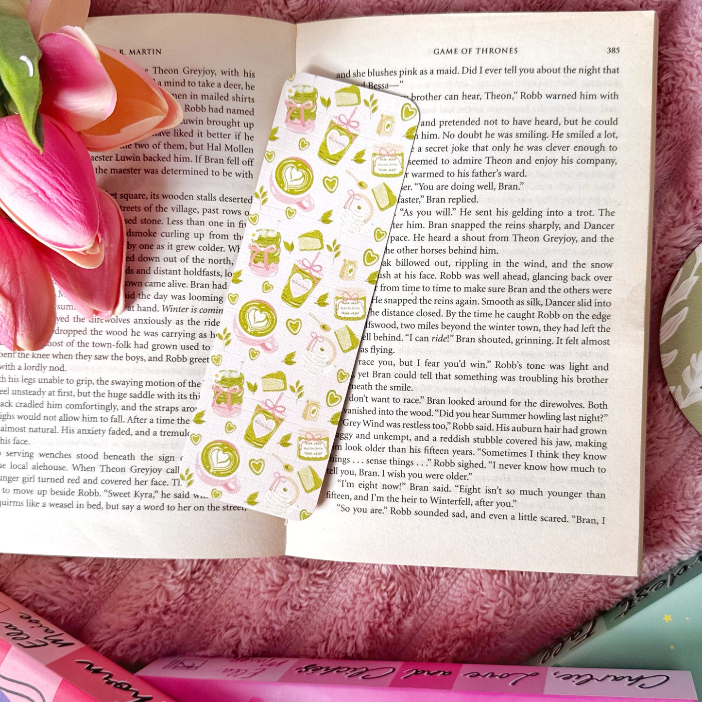 matcha girlie linen bookmark aesthetic design