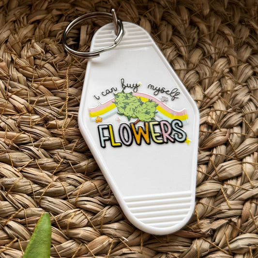 SALE "I Can Buy Myself Flowers" Retro Motel Keychain