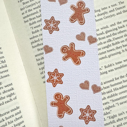 Gingerbread Linen bookmark, Booksmas Cozy Read bookmark