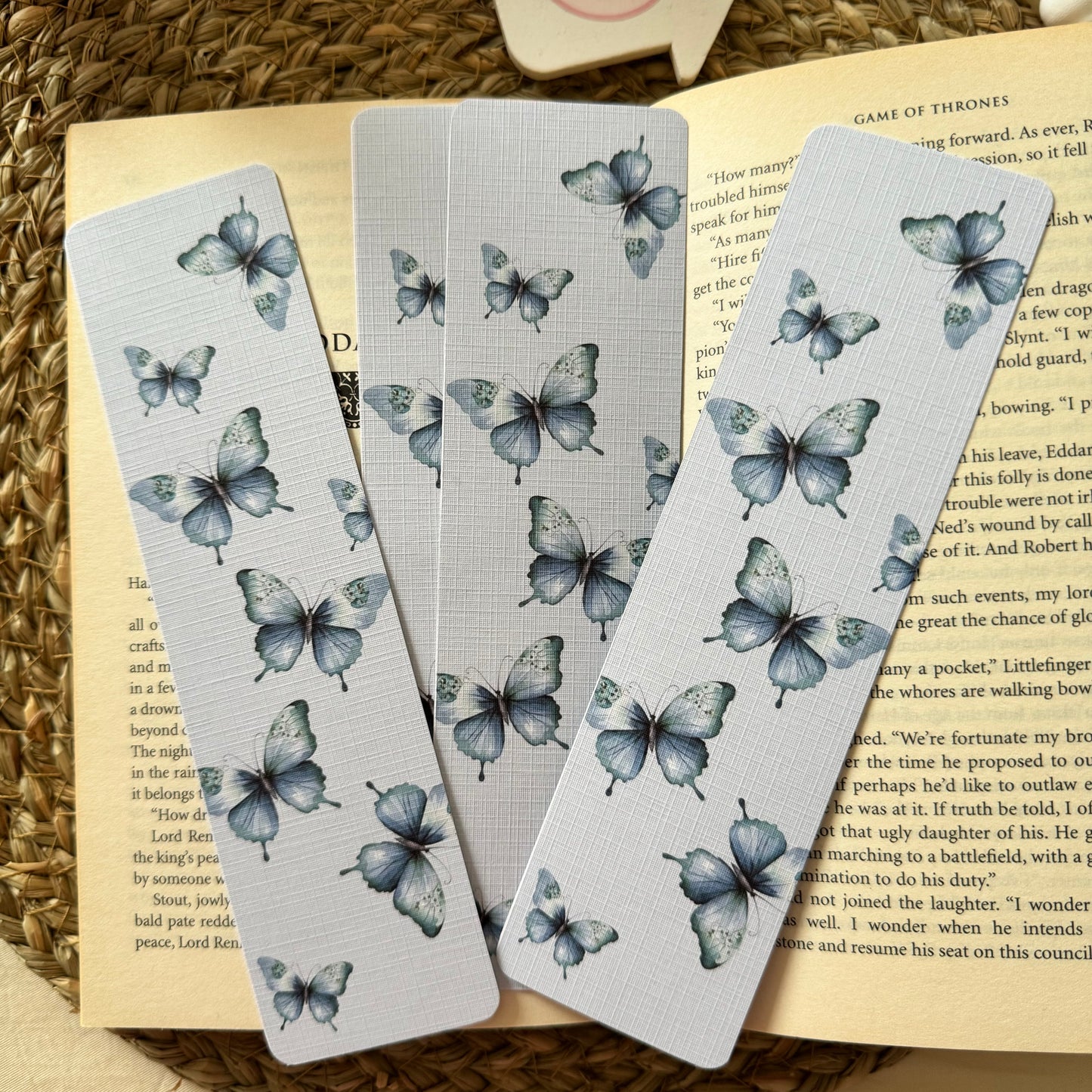 Butterfly Design Linen Bookmark for Book Lovers