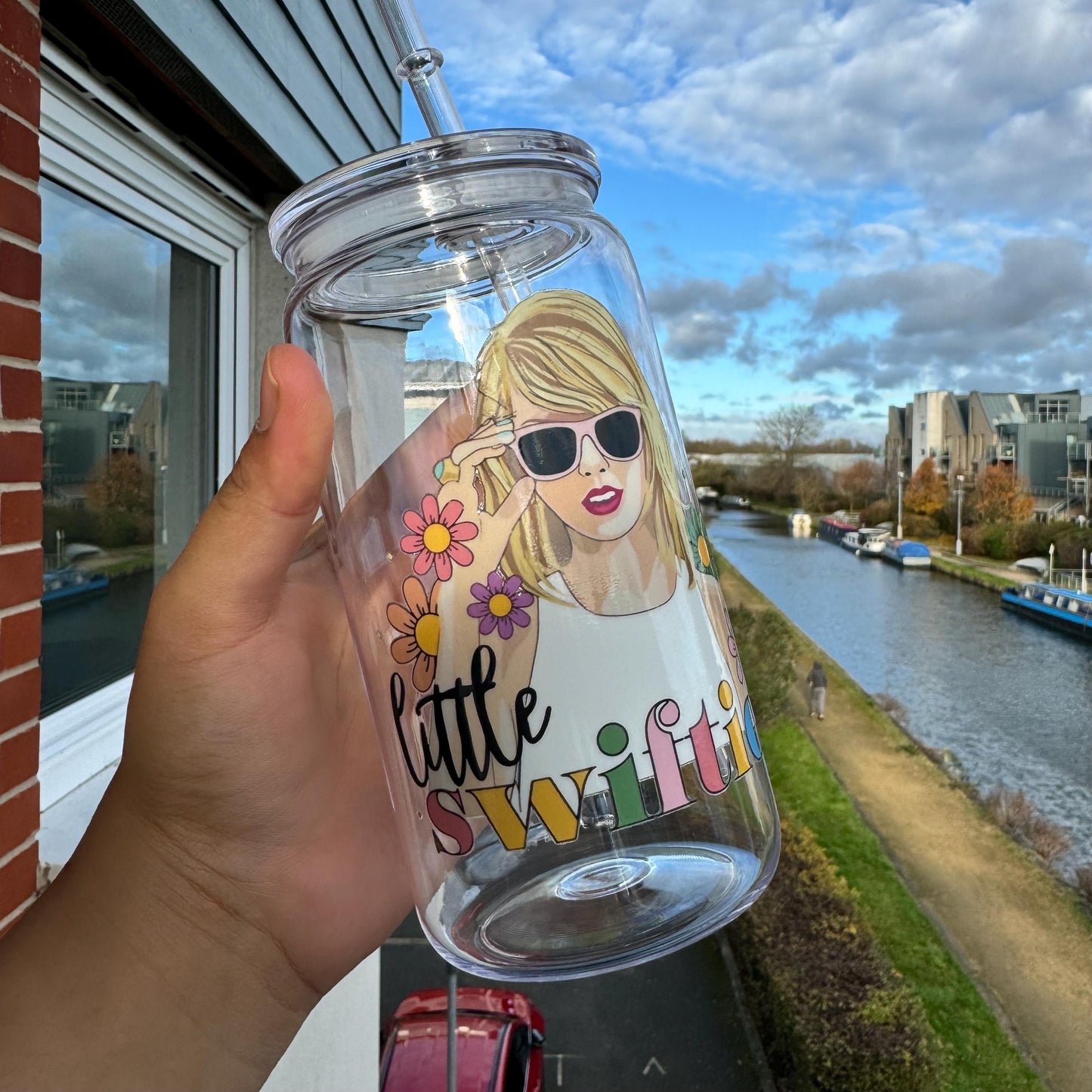 Cute Swiftie cold cup with plastic straw