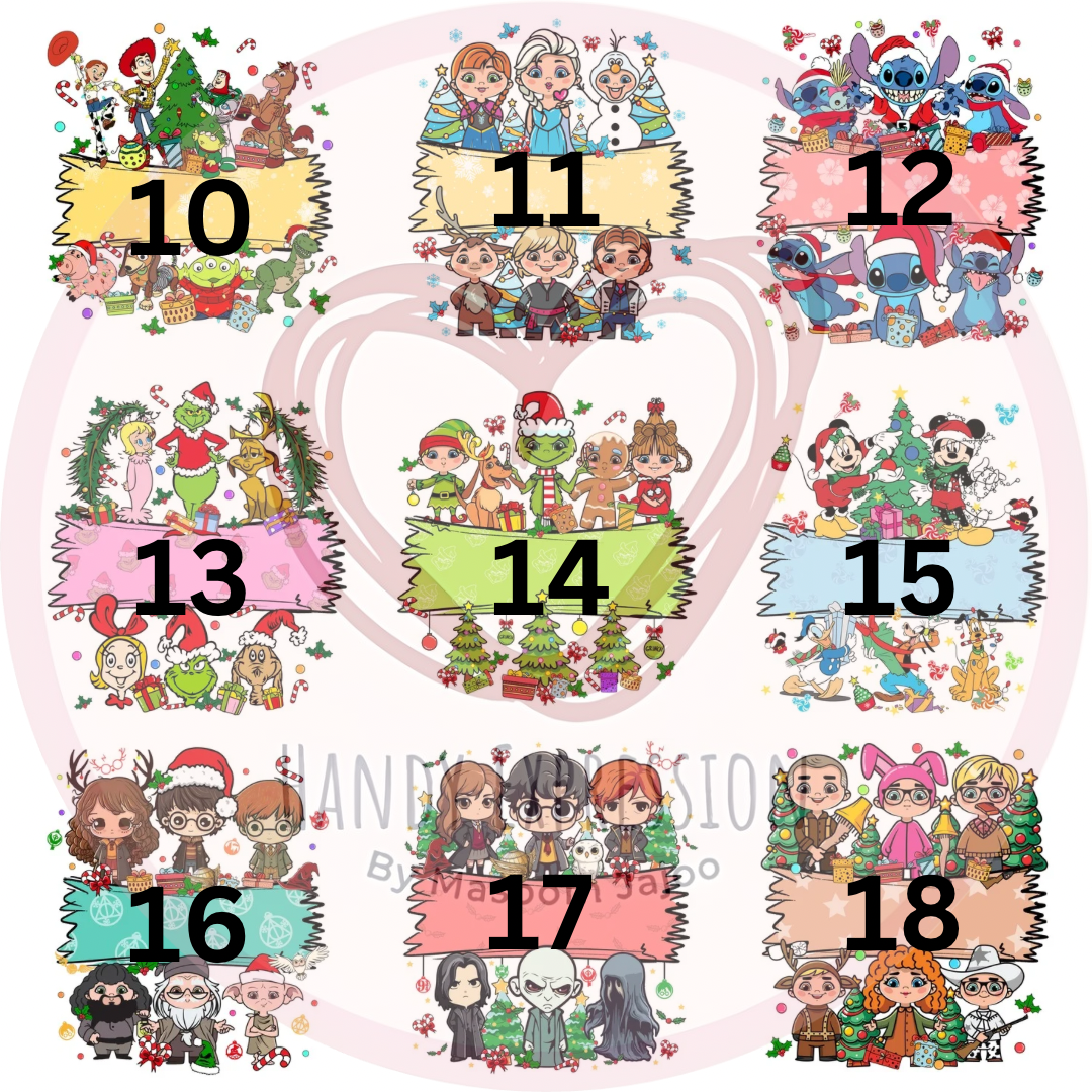 Personalised Christmas famous Characters Acrylic tumbler 16oz with plastic straw & acrylic lid,Kids cold cup, Stocking Filler Gift, Secret Santa Gift