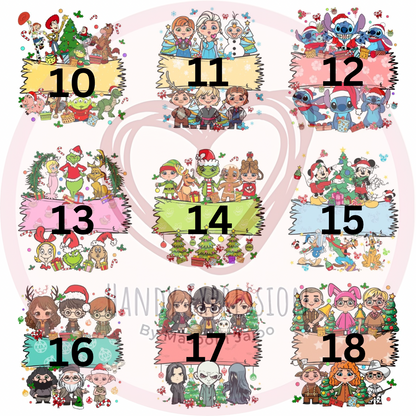 Personalised Christmas famous Characters Acrylic tumbler 16oz with plastic straw & acrylic lid,Kids cold cup, Stocking Filler Gift, Secret Santa Gift