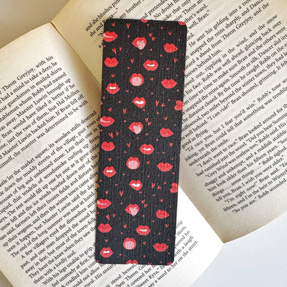 Spicy Lips Linen Bookmark – For Smutty Reads | Double sided linen bookmark