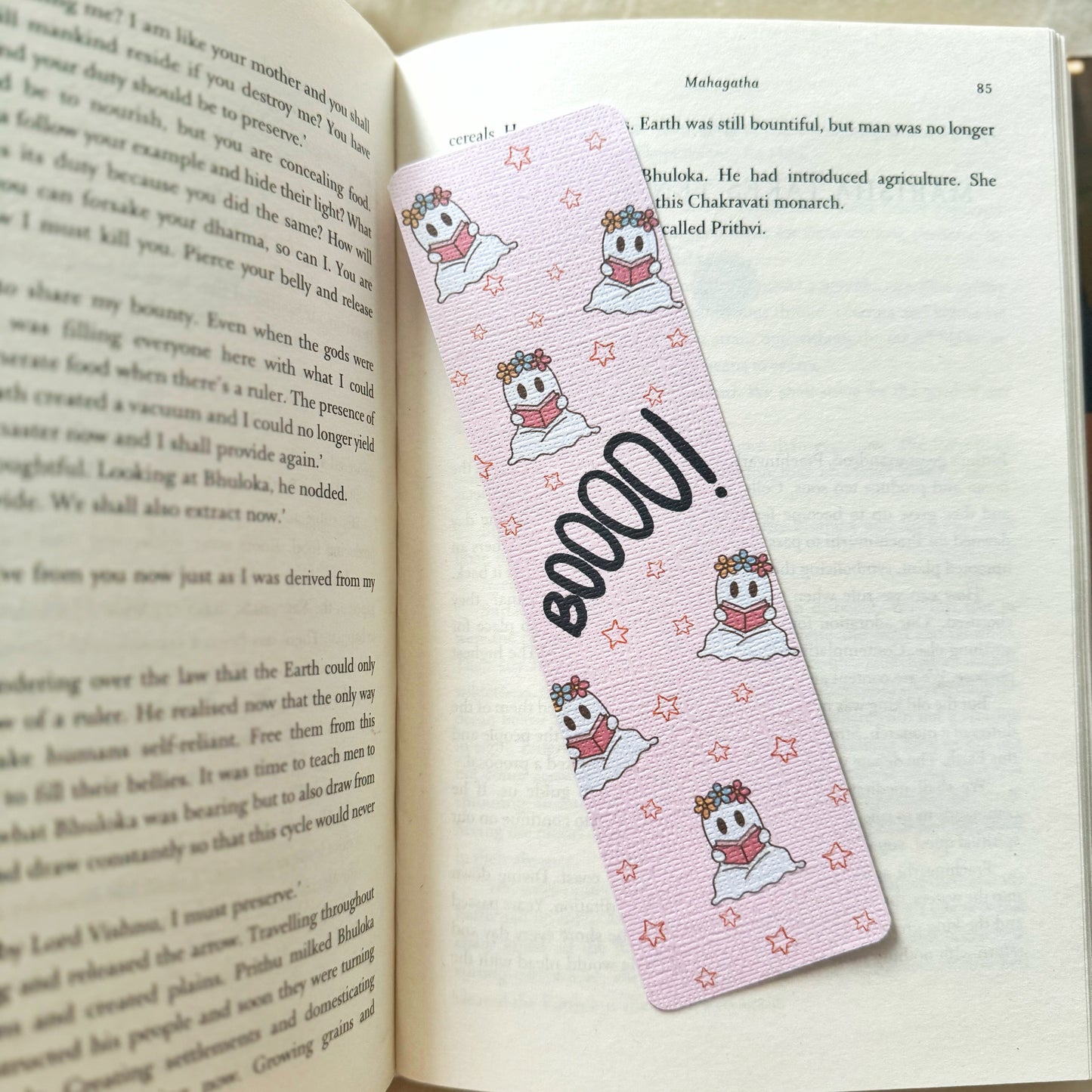 Bookish Flower Ghosts Linen Bookmark,Boo Bookmark