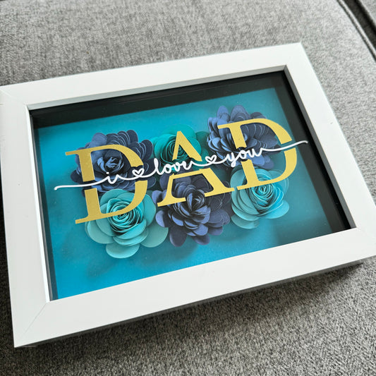 Custom Father's Day Flower Shadow Box Frame Gift for Dads and Granddads – Perfect Desk Décor for Treasured Memories