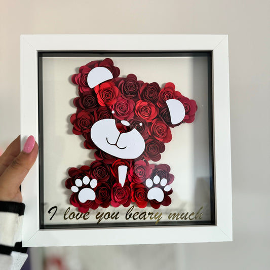 Teddy Bear personalised Flower Shadow Box Gift