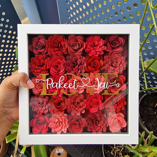 LOVE Personalised Flower Shadow Box