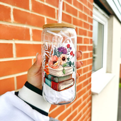 Just a Girl who loves book Coffee Glass Can Tumbler 16 oz