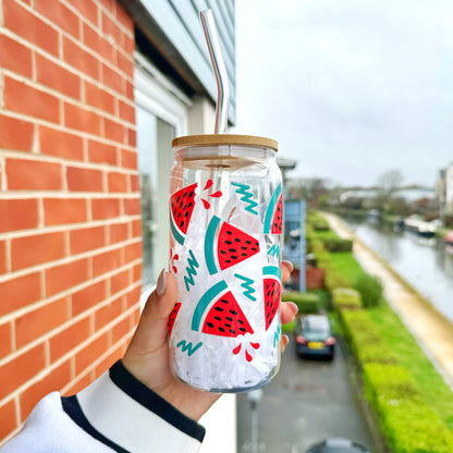 Watermelon Fruit Themed Beer Glass Can Tumbler 16 oz