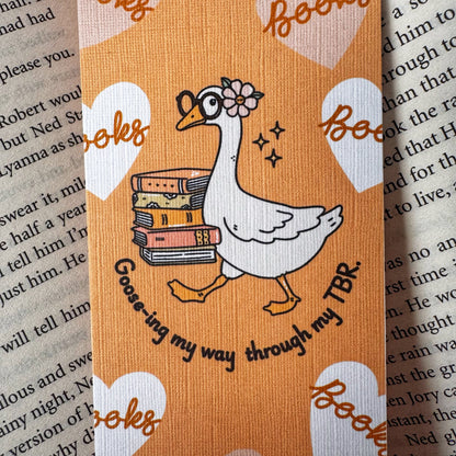 aesthetic animal bookmark goose reading theme