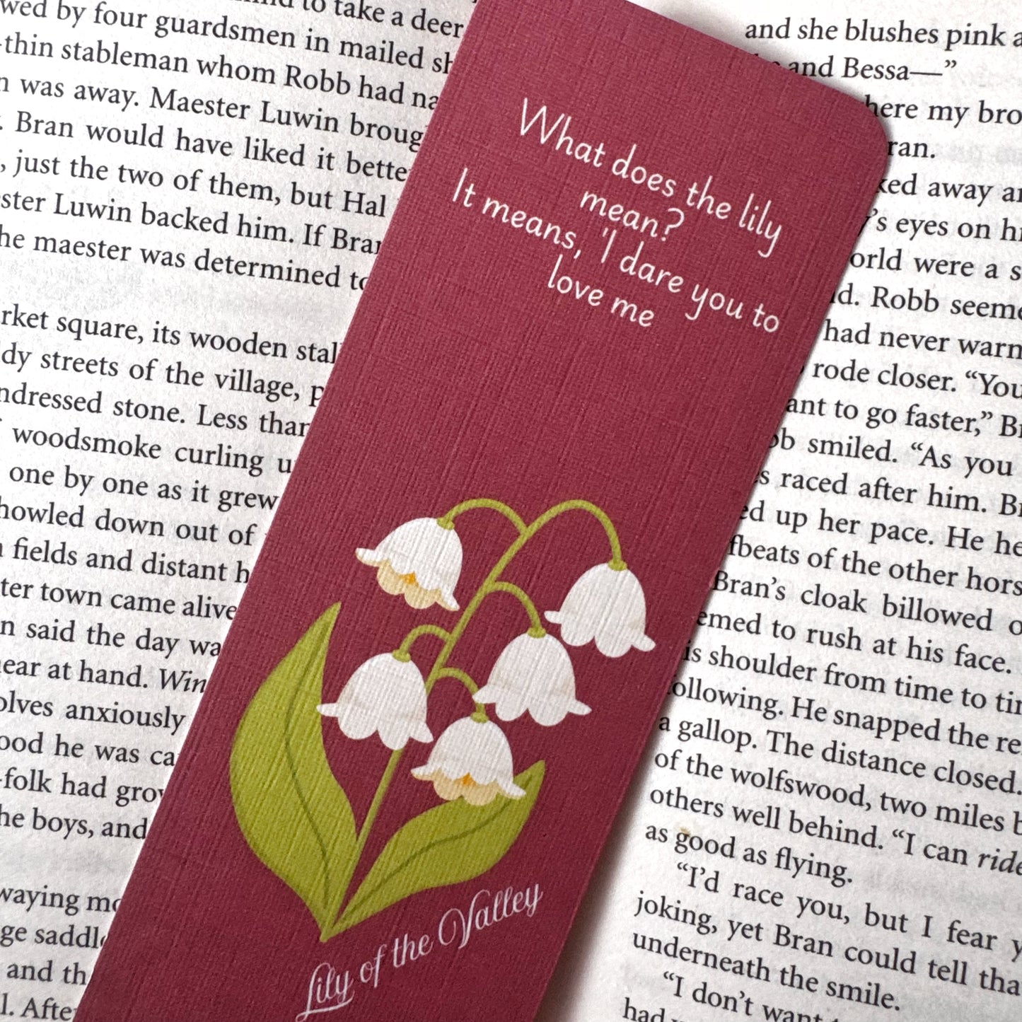 aesthetic linen bookmark with lily flowers
