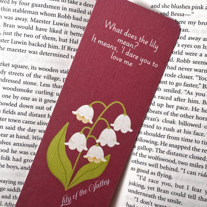 aesthetic linen bookmark with lily flowers