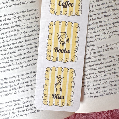 bookish coffee bookmark aesthetic design