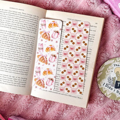 cafe bookmark set for readers coffee cookies croissant