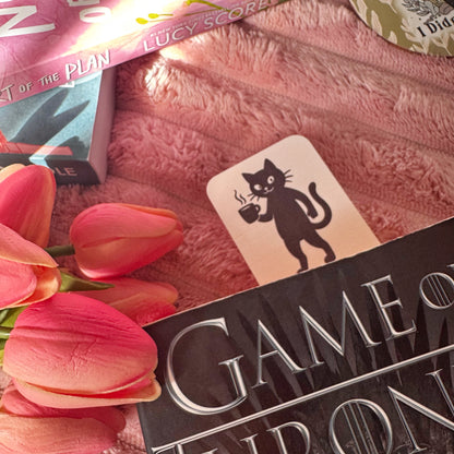 cat coffee bookmark funny bookish design