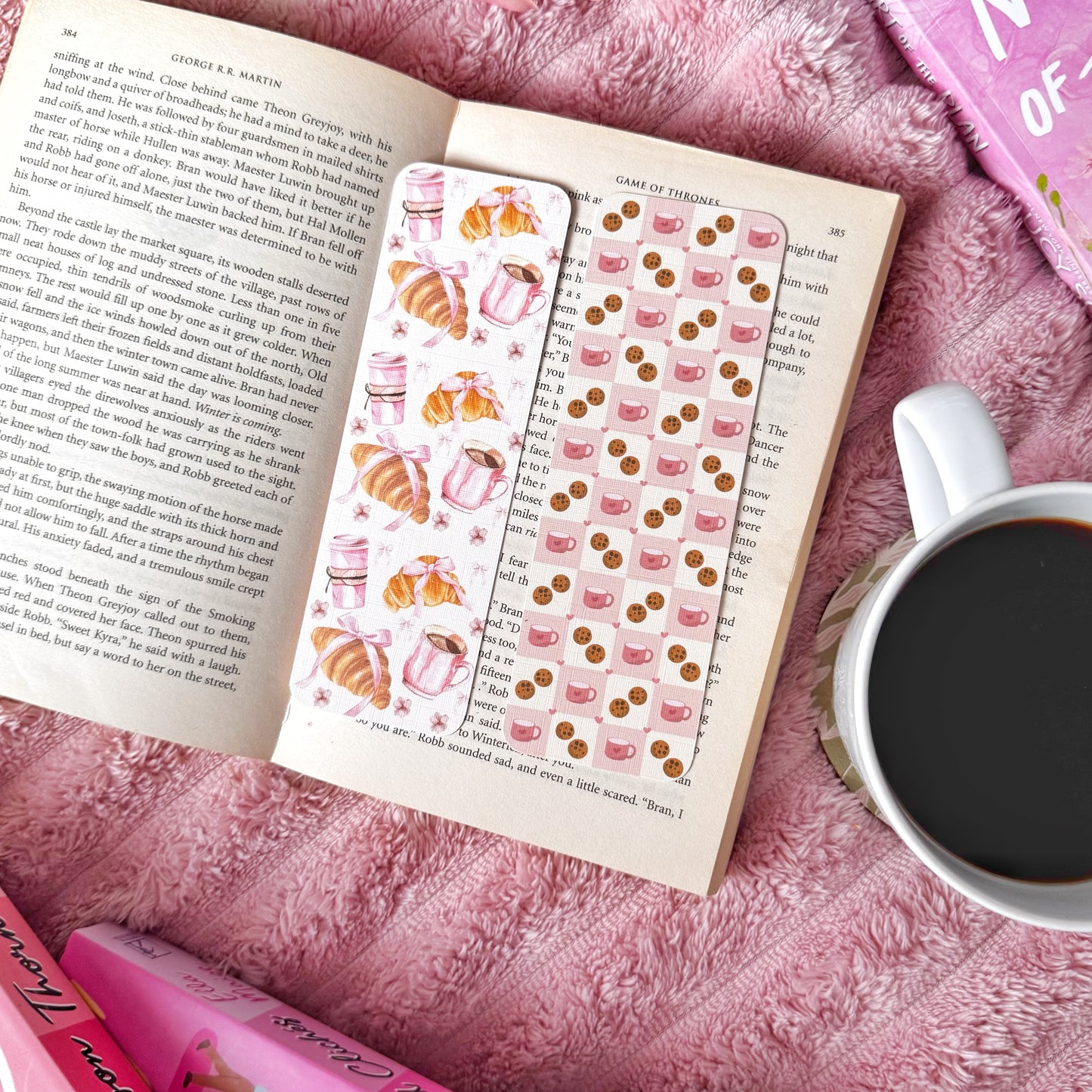 cozy coffee themed bookmark set 2 x 6 inches