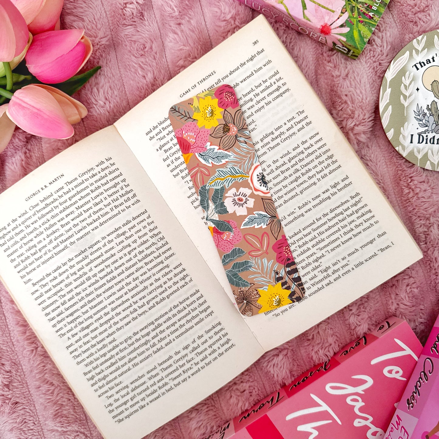 cute floral reading bookmark aesthetic