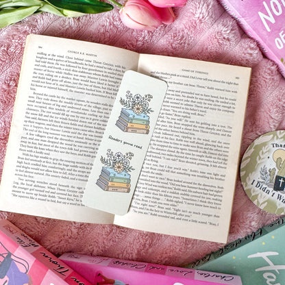 double sided linen bookmark floral design