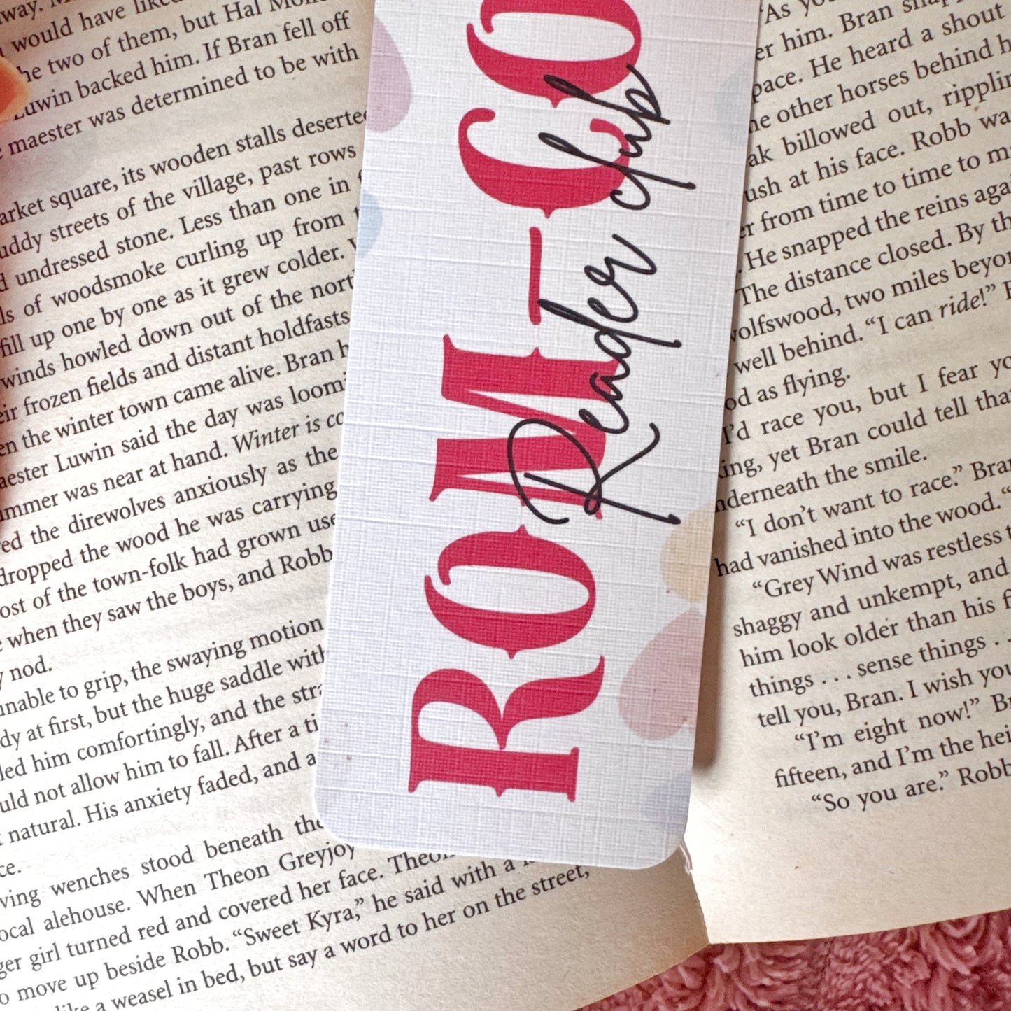 double sided linen bookmark romance theme