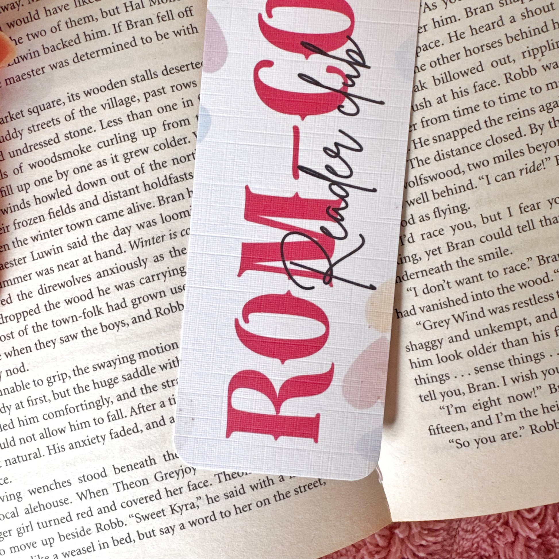 double sided linen bookmark romance theme