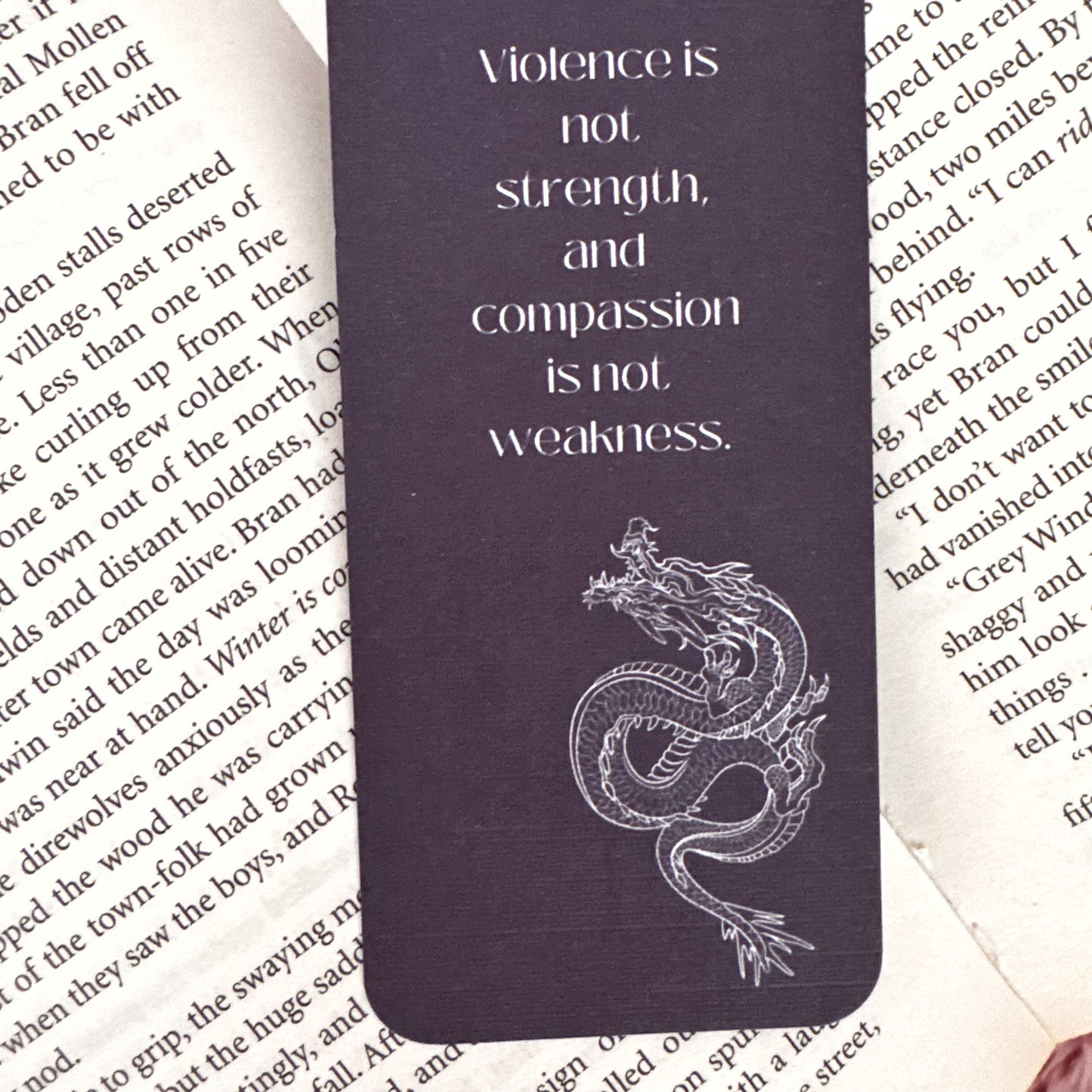 dragon fourth wing quote linen bookmark