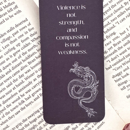 dragon fourth wing quote linen bookmark