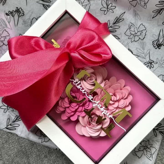 MOM I Love you Personalised Flower Shadow Box Frame Gift 5 X 7 inch