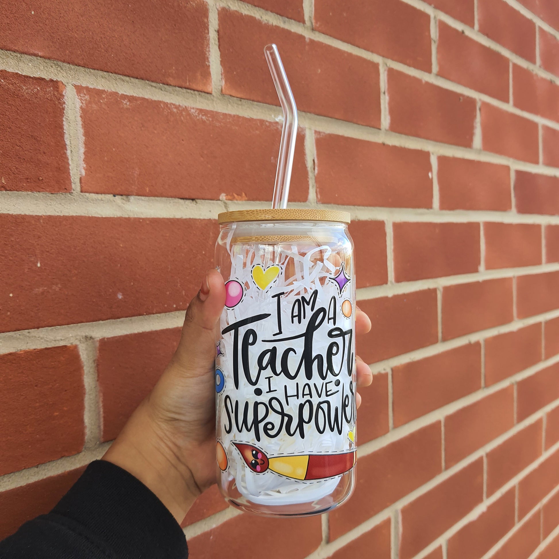 Teacher themed Glass Tumbler 16 oz, Perfect Gift for Teachers, Christmas Gifts for Teachers, Nursery Teachers Gifts, Session End Gifts