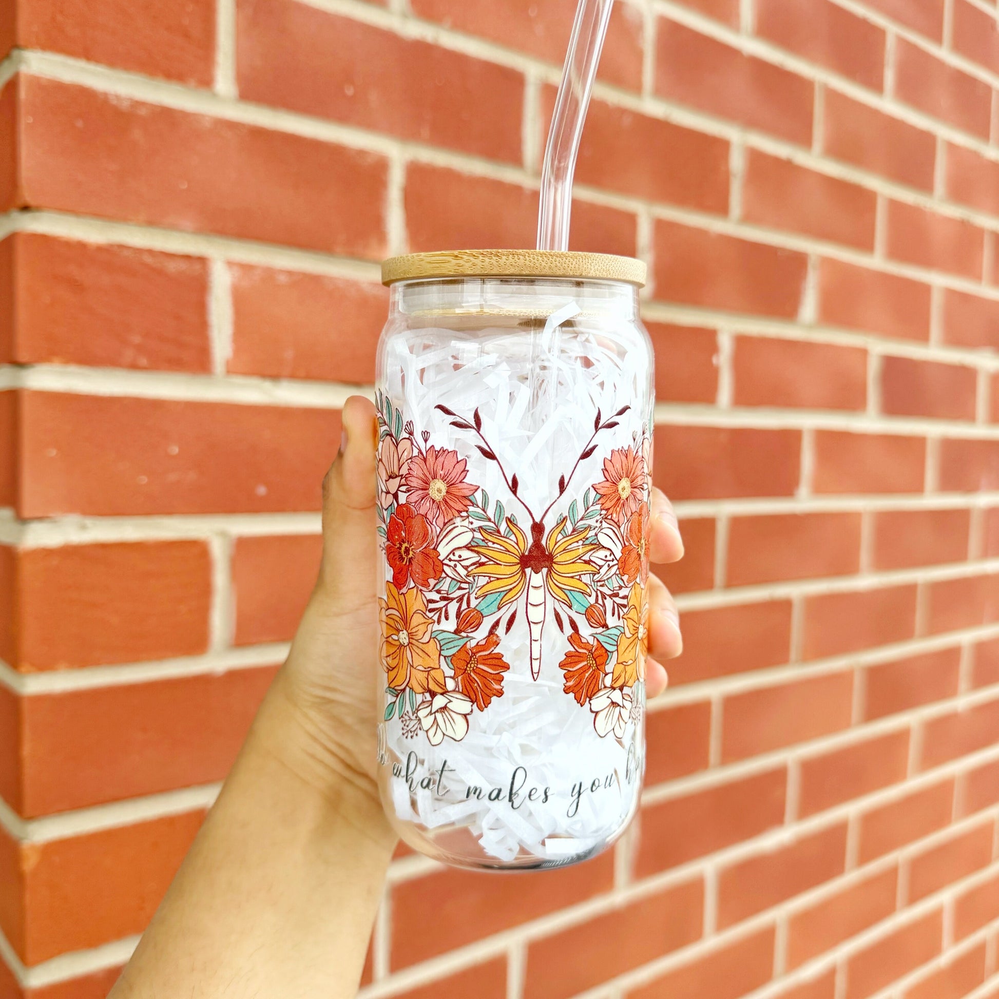 Do what makes you Happy Glass Tumbler 16 oz , Libby Cup positive thought theme, Gifts for Loved ones, Manifest Gifts, Butterfly theme gift