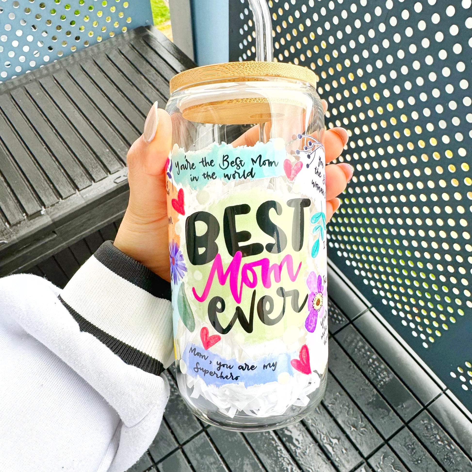 Best Mom Ever Glass Tumbler 16 oz , Mum Libby Glass for coffee lovers, Iced coffee Mugs, Tumbler for best mom ever, Beer Can glasses