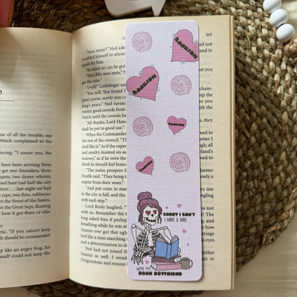 Set of 4 Pink Bookish Bookmark for Book Lovers two sided , Ghost and Cat Bookmark, Linen Bookmark, Booklover Gift,Halloween Bookish Gift