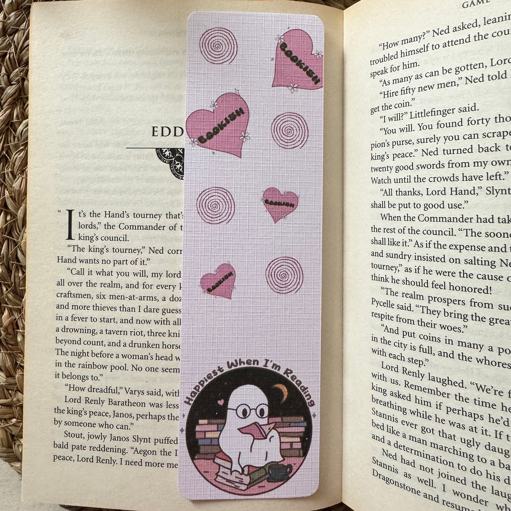 Set of 4 Pink Bookish Bookmark for Book Lovers two sided , Ghost and Cat Bookmark, Linen Bookmark, Booklover Gift,Halloween Bookish Gift