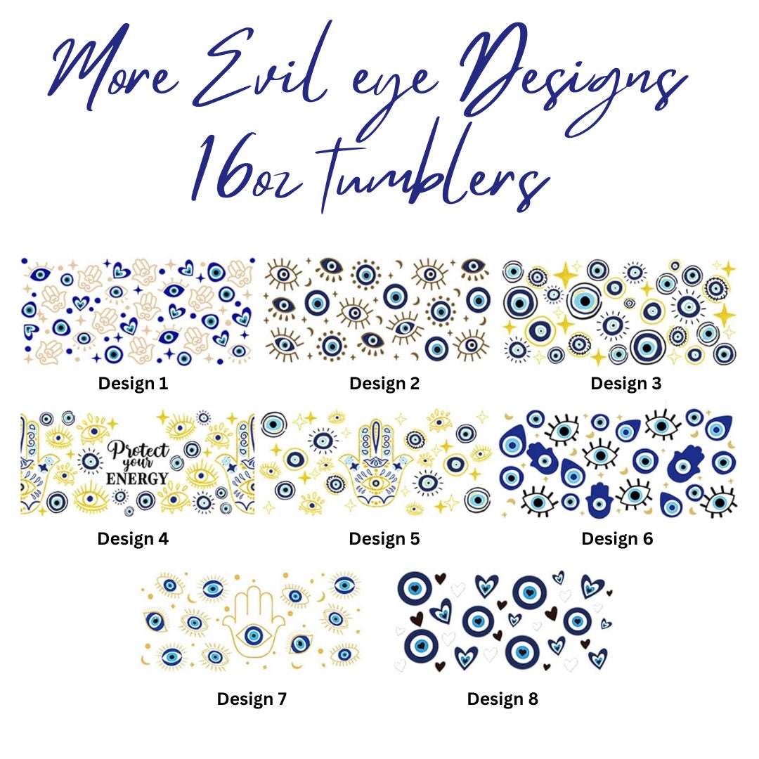 Evil Eye Themed Gift Glass Tumbler 16 oz , Libby Cup Evil Eye theme, Blue Eye Gifts for Loved ones, Iced Coffee Tumbler, Show Care Gifts