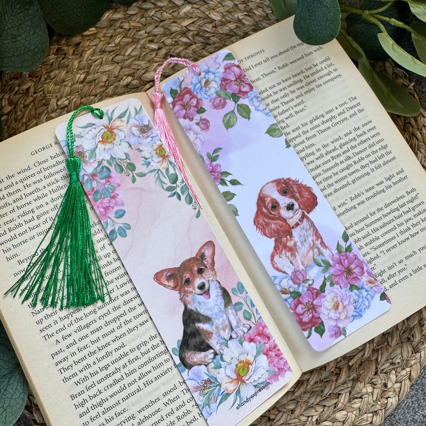 Set of 2 Dog Bookish bookmark, Dog Mama bookmark for Book Lovers ,Linen Paper Tasseled Bookmark for dog parent, Dog and Book lover bookmark