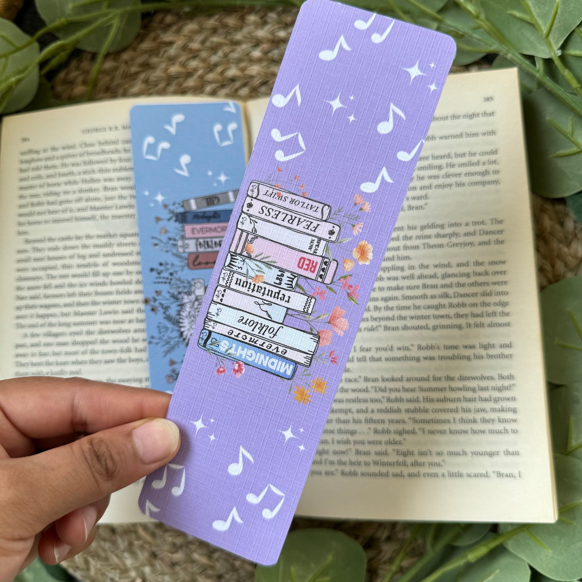 Eras Tour Swiftie Set of 2 Linen Bookmark, Aesthetic Girly Swifty bookmark, TTPD bookmark for book lovers, Music Album bookmark