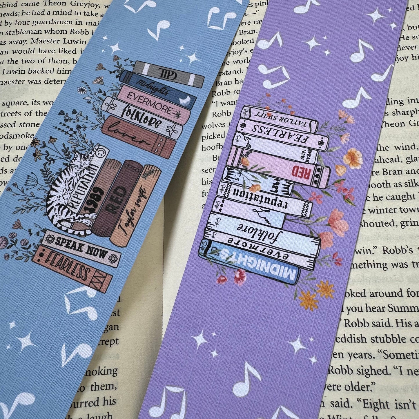 Eras Tour Swiftie Set of 2 Linen Bookmark, Aesthetic Girly Swifty bookmark, TTPD bookmark for book lovers, Music Album bookmark