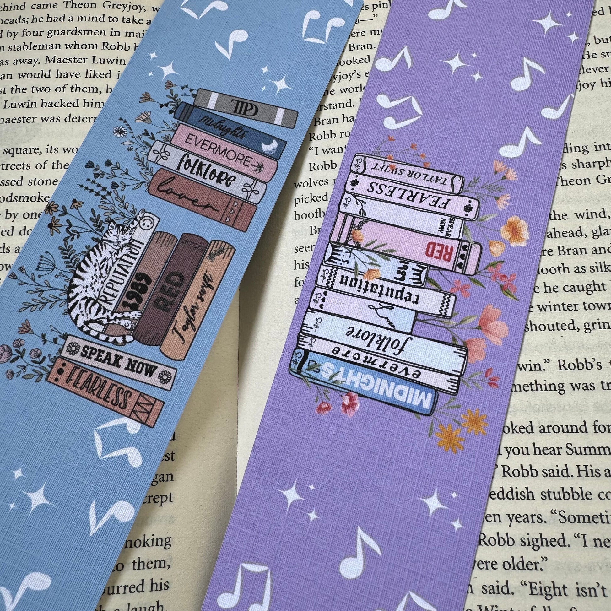 Eras Tour Swiftie Set of 2 Linen Bookmark, Aesthetic Girly Swifty bookmark, TTPD bookmark for book lovers, Music Album bookmark