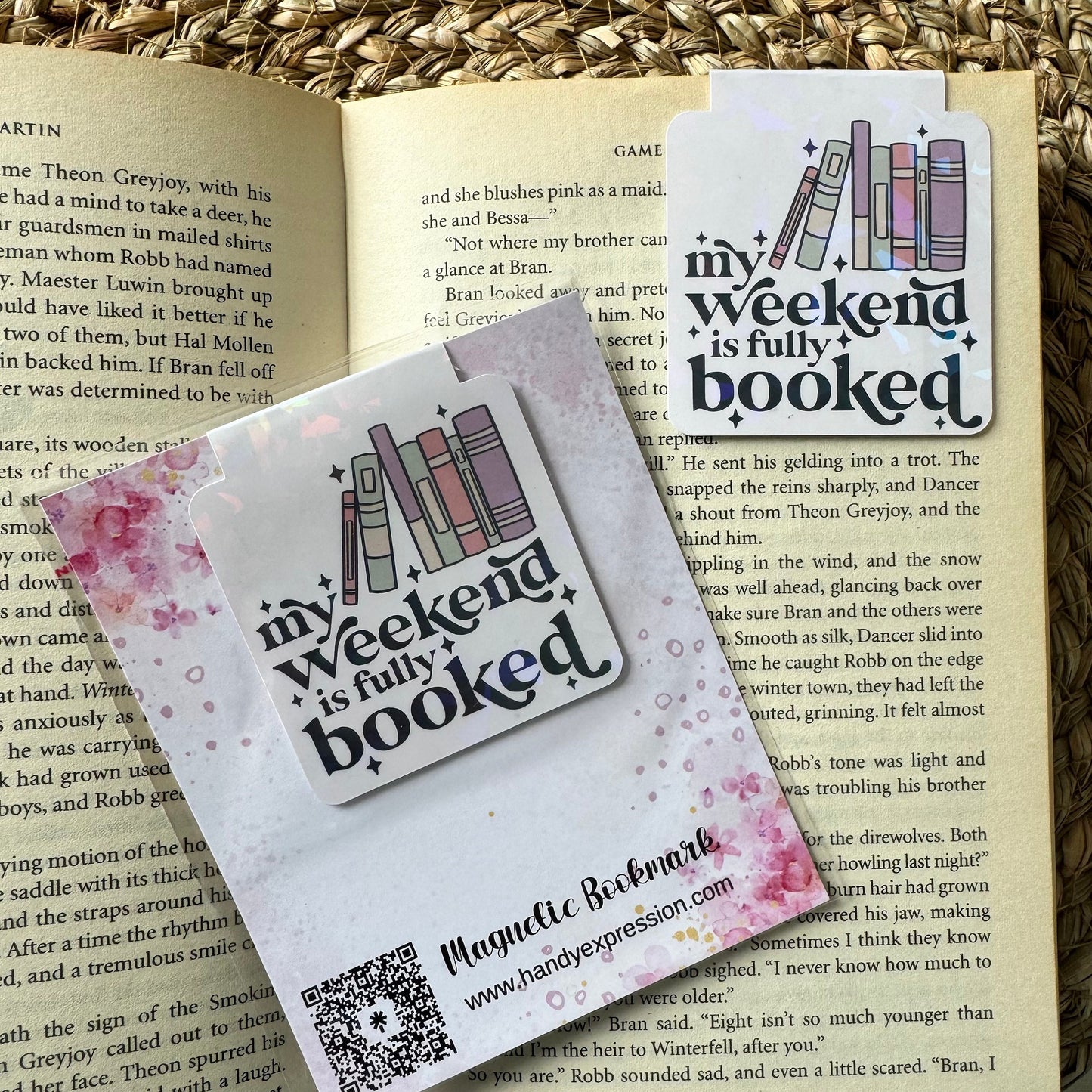 Bookish Weekend Holographic laminated Magnetic bookmark for book lovers, My weekend is fully booked ,Teachers Gift, Bookish Gift,book nerd