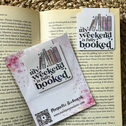 Bookish Weekend Holographic laminated Magnetic bookmark for book lovers, My weekend is fully booked ,Teachers Gift, Bookish Gift,book nerd