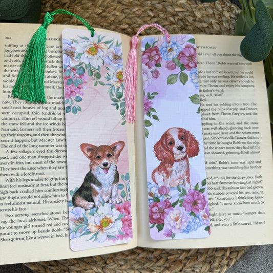 Set of 2 Dog Bookish bookmark, Dog Mama bookmark for Book Lovers ,Linen Paper Tasseled Bookmark for dog parent, Dog and Book lover bookmark