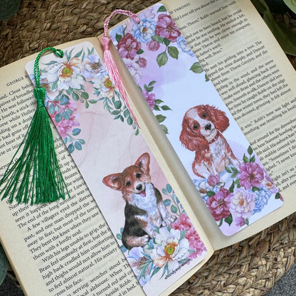 Set of 2 Dog Bookish bookmark, Dog Mama bookmark for Book Lovers ,Linen Paper Tasseled Bookmark for dog parent, Dog and Book lover bookmark