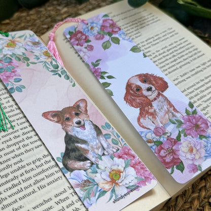 Set of 2 Dog Bookish bookmark, Dog Mama bookmark for Book Lovers ,Linen Paper Tasseled Bookmark for dog parent, Dog and Book lover bookmark