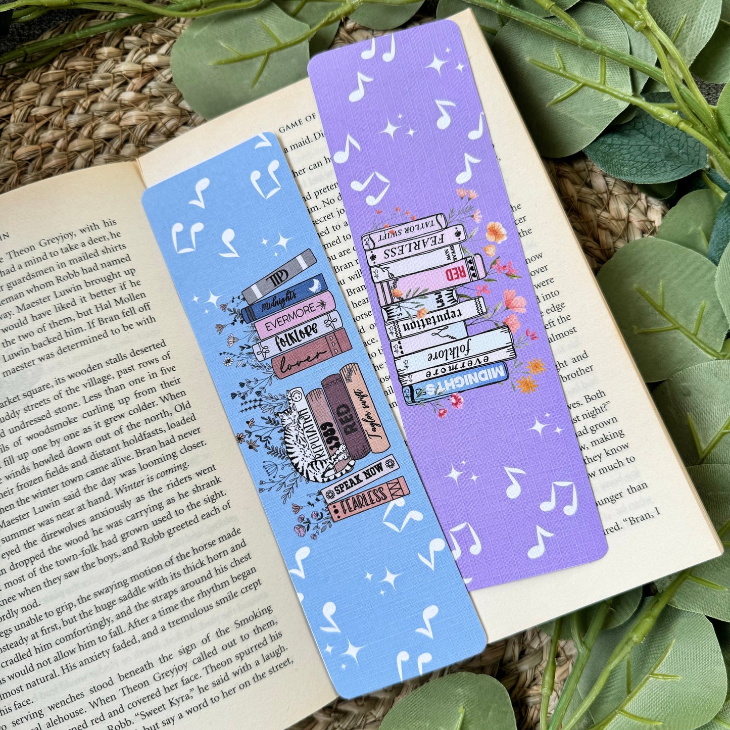 Eras Tour Swiftie Set of 2 Linen Bookmark, Aesthetic Girly Swifty bookmark, TTPD bookmark for book lovers, Music Album bookmark