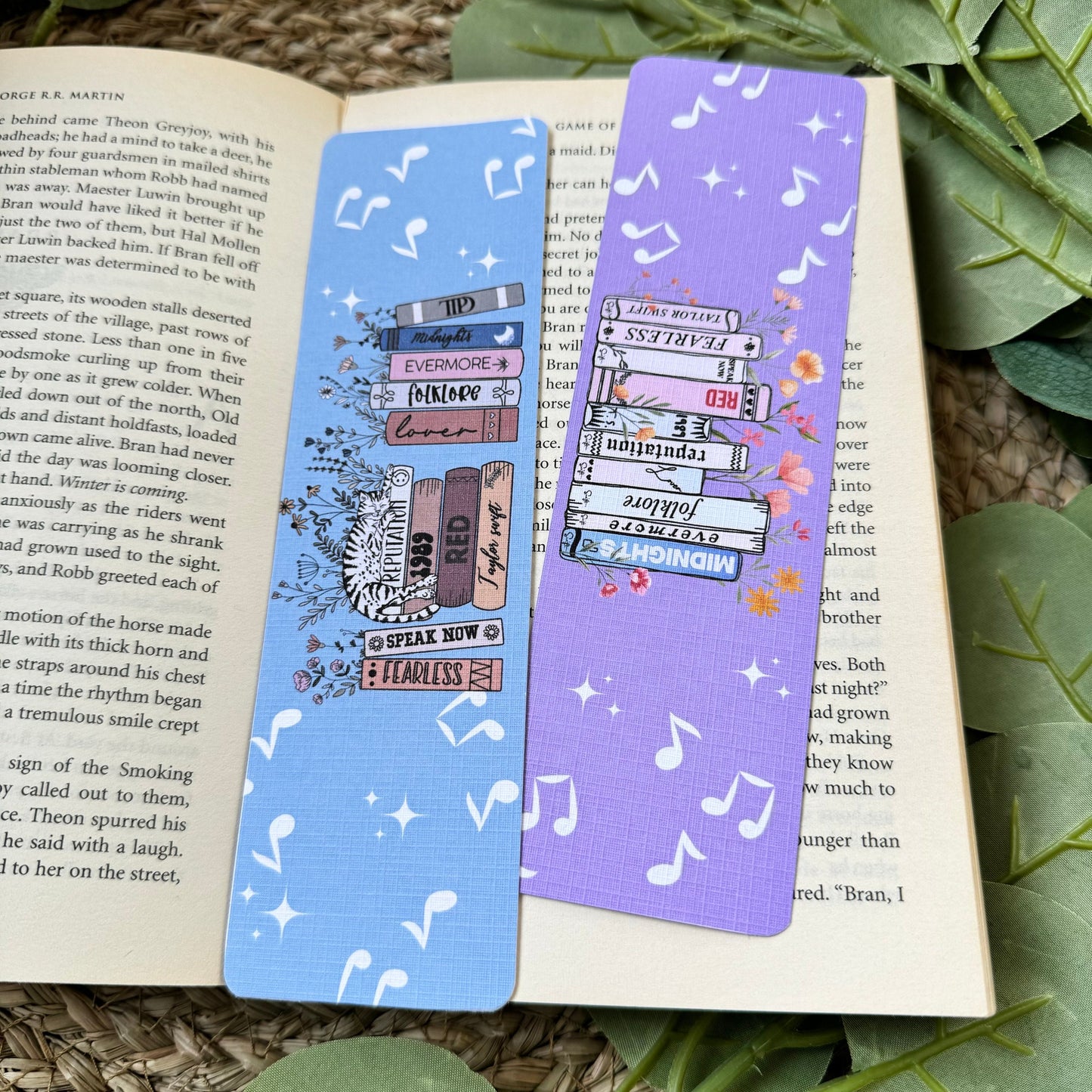 Eras Tour Swiftie Set of 2 Linen Bookmark, Aesthetic Girly Swifty bookmark, TTPD bookmark for book lovers, Music Album bookmark