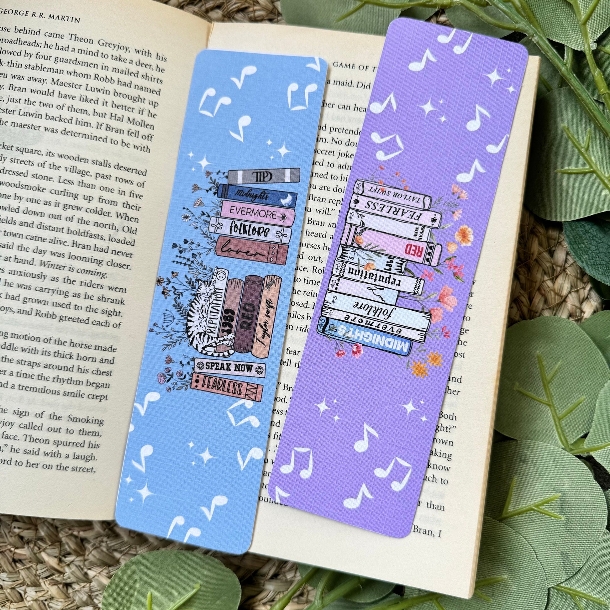 Eras Tour Swiftie Set of 2 Linen Bookmark, Aesthetic Girly Swifty bookmark, TTPD bookmark for book lovers, Music Album bookmark