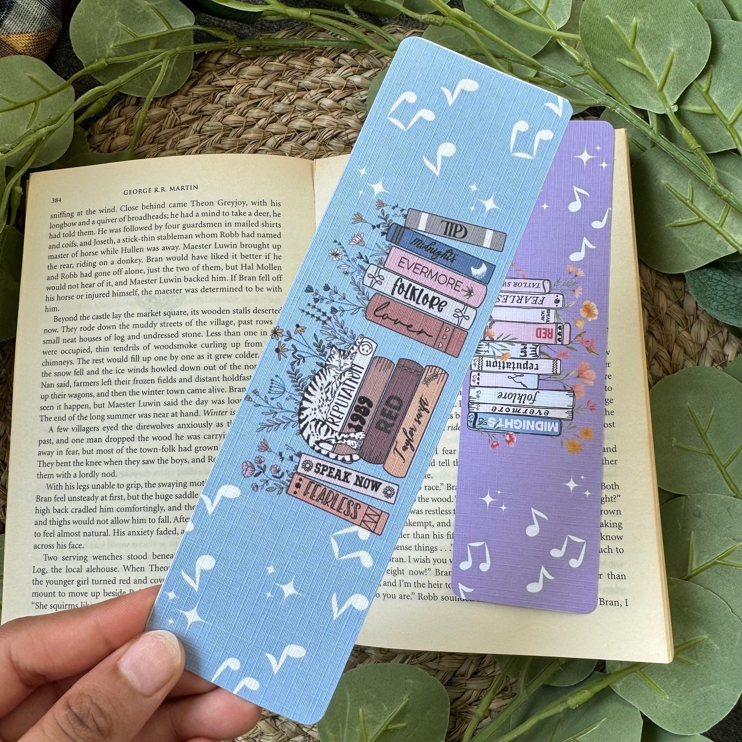 Eras Tour Swiftie Set of 2 Linen Bookmark, Aesthetic Girly Swifty bookmark, TTPD bookmark for book lovers, Music Album bookmark