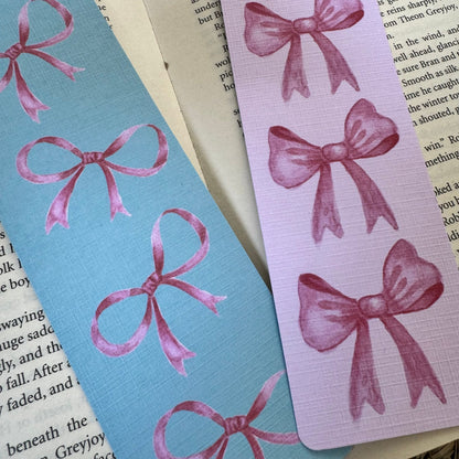 Set of 2 Coquette Bow Bookmark for Book Lovers , set of 2 Linen Bookmark, Aesthetic Girly Bookish Bow bookmark, Pink bows bookmark